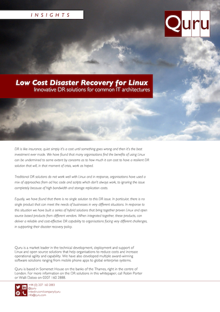 Low cost disaster recovery for Linux